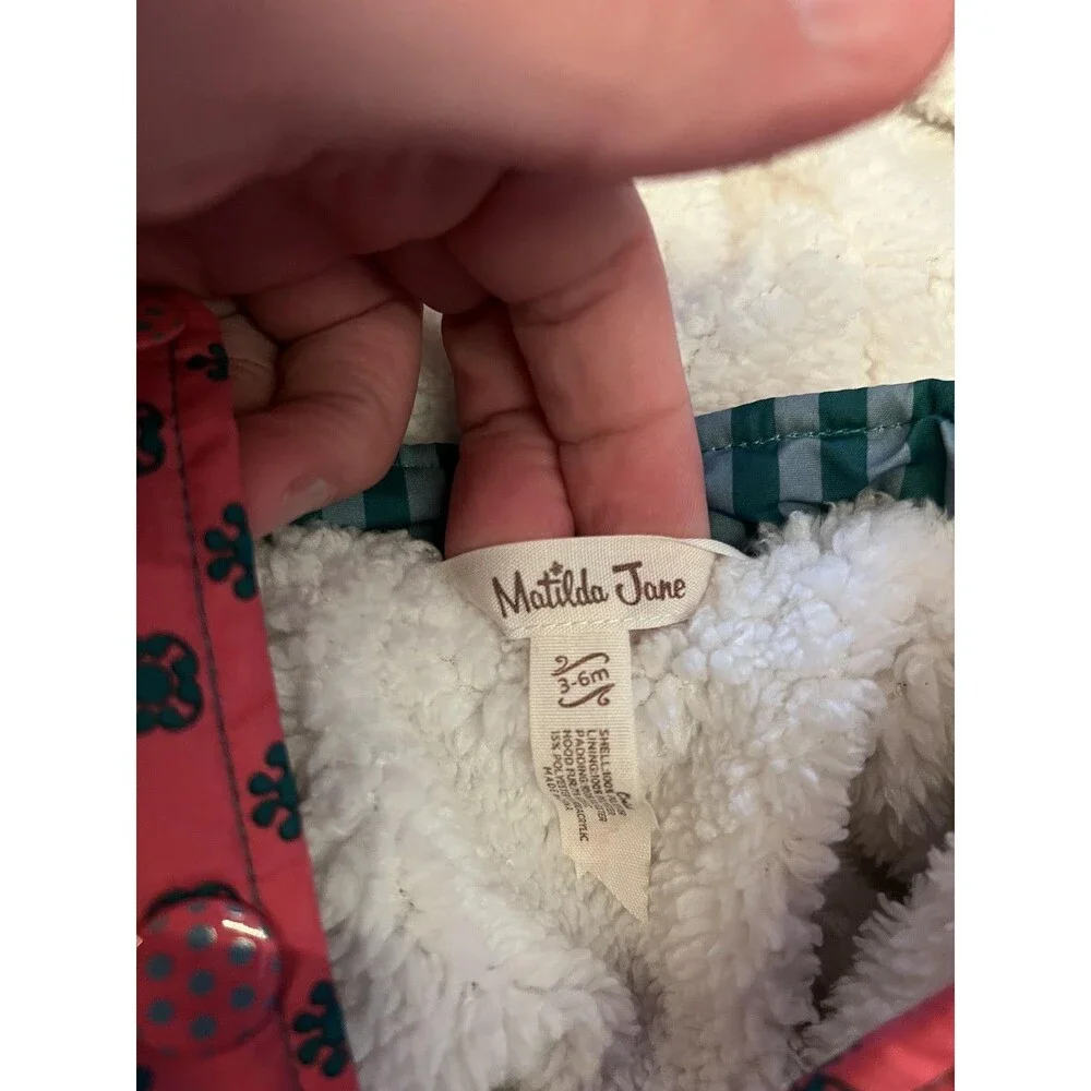 Matilda Jane Snowsuit Girls 3-6 Months Multicolor Floral Puffer Hooded Fur Trim